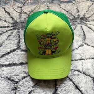Vintage Green Kids Cap with Cartoon Print